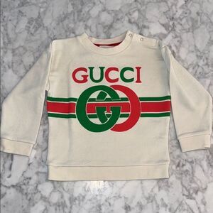 Gucci Cream Sweatshirt with Red & Green Logo 24M
